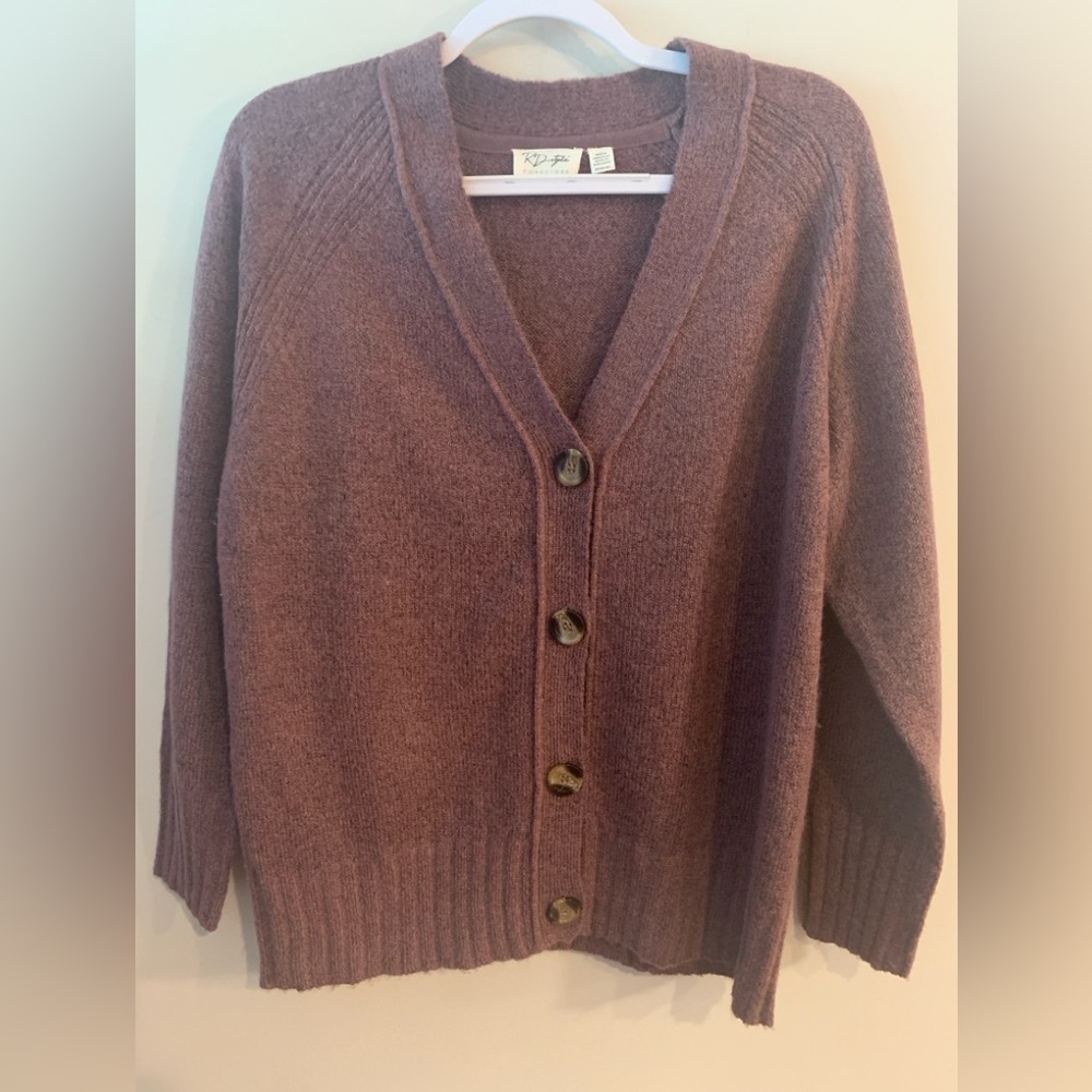 ANTHROPOLOGIE RD Style Plum Oversized  Button-Up Cardigan